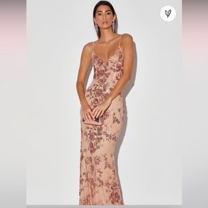 Rose gold sequin maxi dress